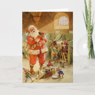 Jultomten i sin nordpolskål helgkort