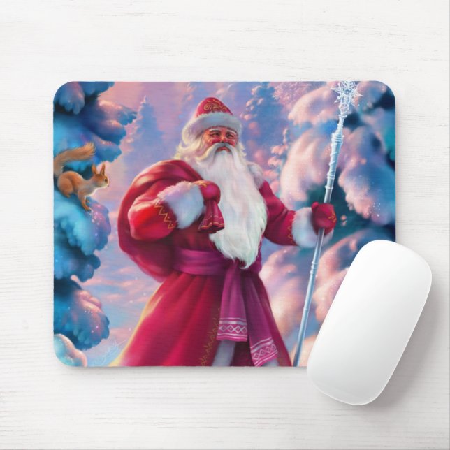 Jultomten i skog musmatta (Med mus)