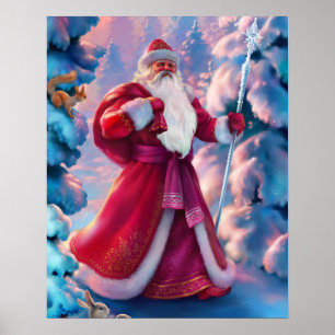 Jultomten i skog poster