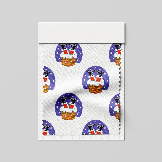 Jultomten i Skorsten, Snö, jul, nyår Tyg (Skapare uppladdad)