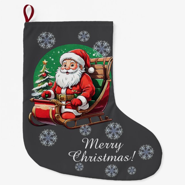 Jultomten i Sleighs Stocking Stor Julstrumpa (Framsidan)