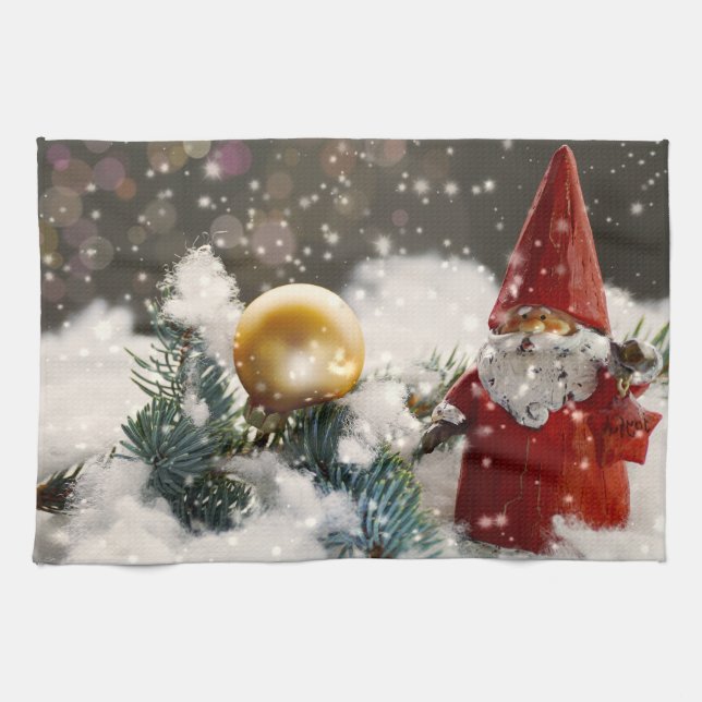 Jultomten i Snö Kökshandduk (Horisontell)