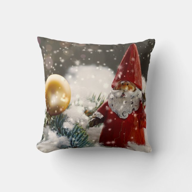 Jultomten i Snö Kudde (Framsida)