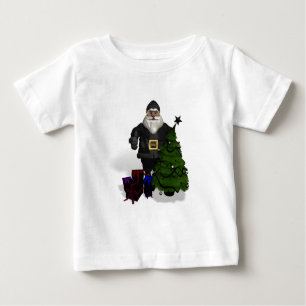 Jultomten i svart läder tee shirt