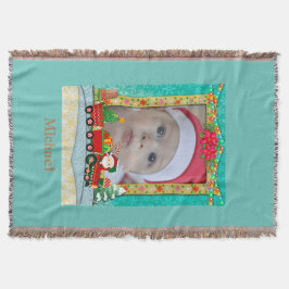 Jultomten i Tåg med gåvor och Julgran Filt