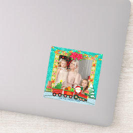 Jultomten i Tåg med gåvor och Julgran Klistermärken