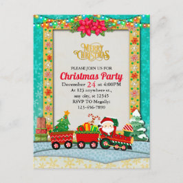 Jultomten i Tåg med gåvor och Julgran Vykort