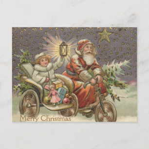 Jultomten i Vintage Motorcle God jul Vykort