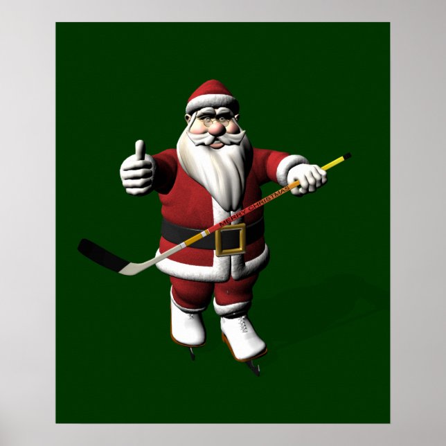 Jultomten Ice Hockey Player Poster (Framsidan)