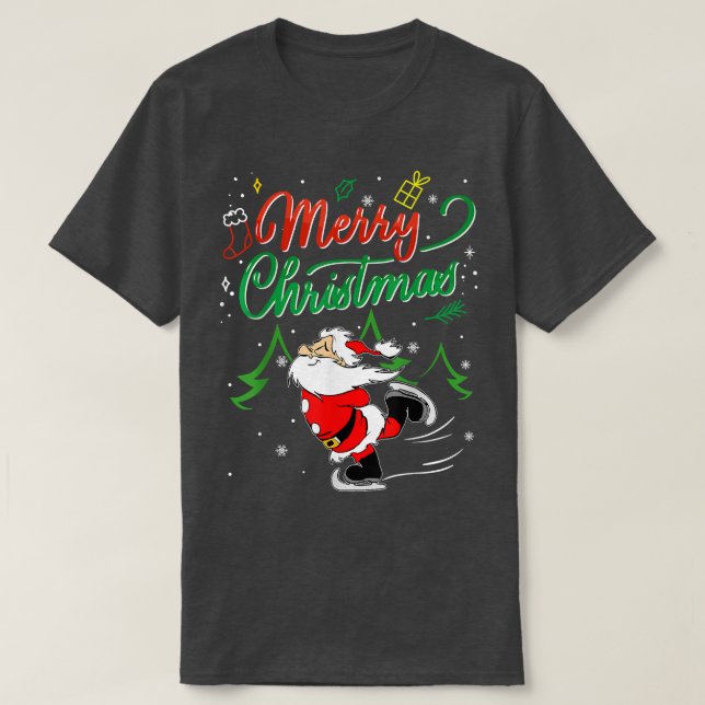 Jultomten Ice Skating Funny 2021 Costume Mer T Shirt (Design framsida)