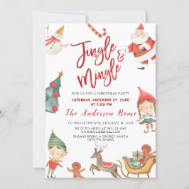Jultomten Jingel & Mingle jul Party Invit Inbjudningar
