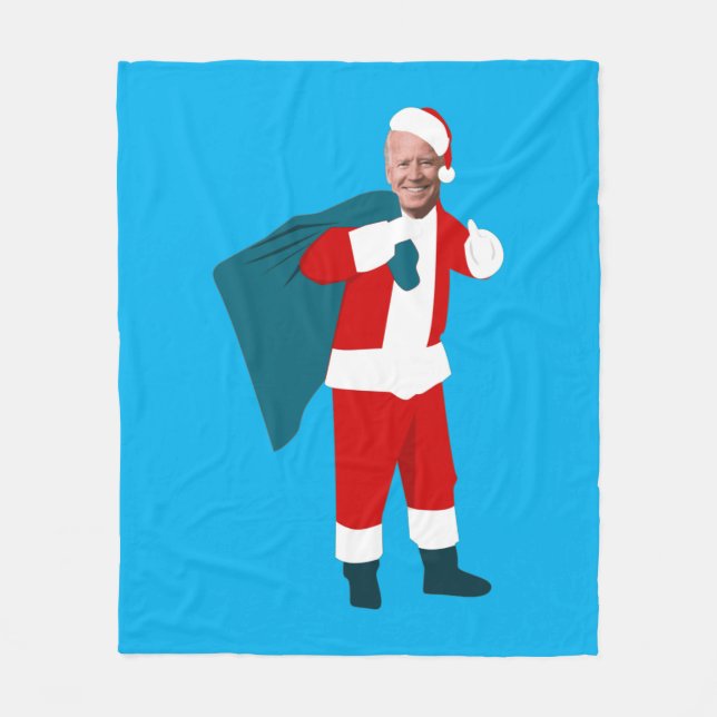 jultomten joe biden blue christmas fleecefilt (Framsidan)