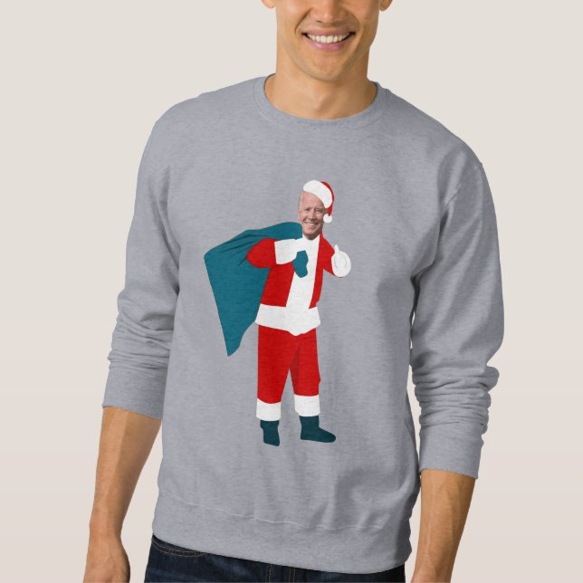 jultomten joe biden blue christmas lång ärmad tröja (Framsida)
