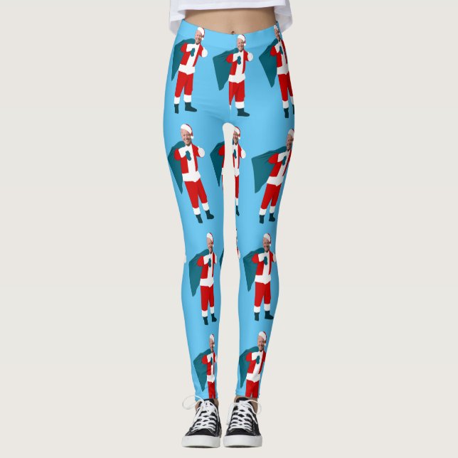 jultomten joe biden blue christmas leggings (Framsida)