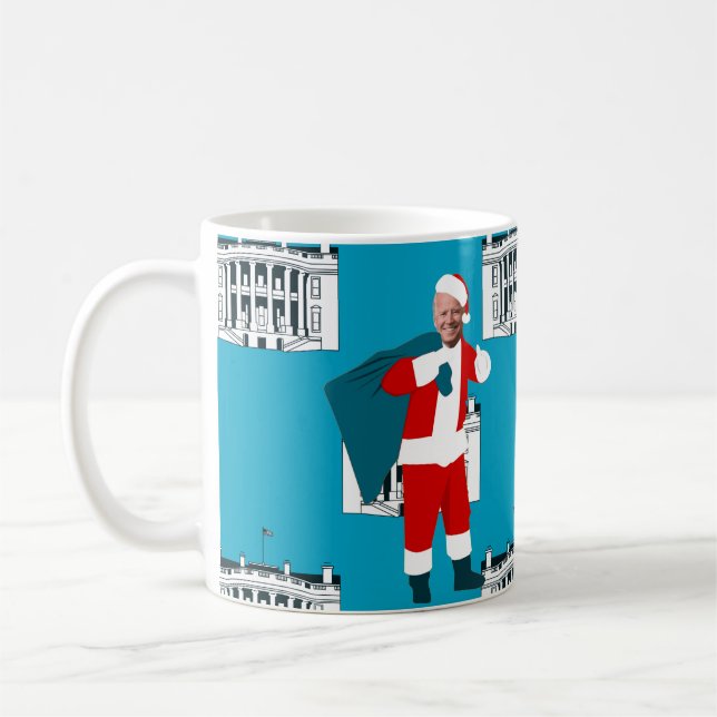 jultomten joe biden blue julafton white house kaffemugg (Vänster)
