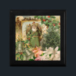 Jultomten Jul Antique BeSnygg konst Minnesask<br><div class="desc">Jul Jultomten - Den här antika bilden är ett kollage som samlats från ett gammalt antika julkort från 1800-talet. Jultomten har sin väska om leksak,  Julgran och många dekorationer på jul Kväll</div>