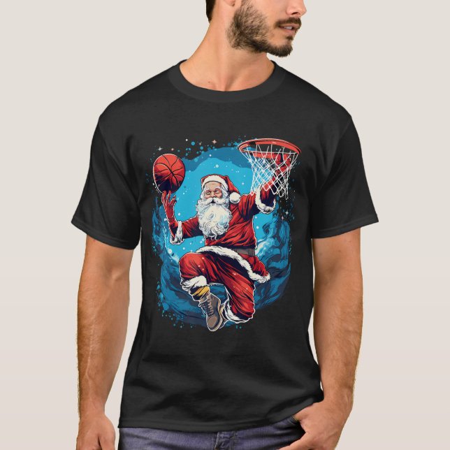 Jultomten Jul Basketball Julafton T Shirt (Framsida)