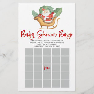 Jultomten jul Bingo Baby Shower Game Brevpapper