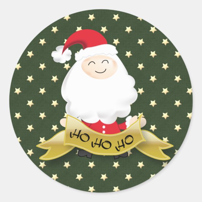 Jultomten jul Ho Ho Ho-dekal Runt Klistermärke (Framsida)
