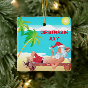 Jultomten jul i juli Sommar Beach Party Julgransprydnad Keramik