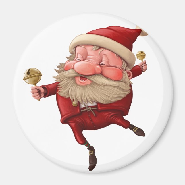 Jultomten jul klockor dans magnet (Framsidan)