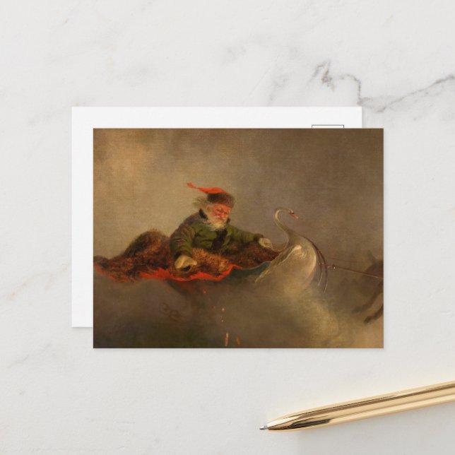 Jultomten, jul Kväll av William H. Beard Vykort (Fram/Back In Situ)