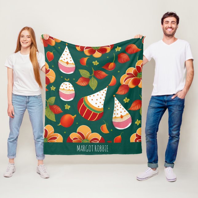 Jultomten jul Leksak Retro Mönster Fleecefilt (På plats)