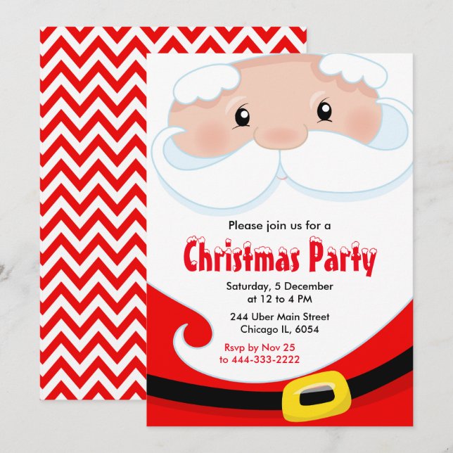 Jultomten jul Party Inbjudningar (Fram/baksida)