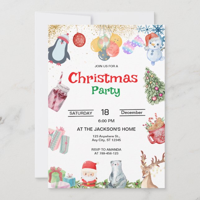 Jultomten jul Party Inbjudningar (Framsida)