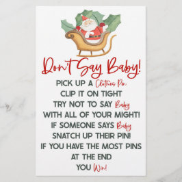 Jultomten jul Säg inte att babykläder spelar spel Brevpapper