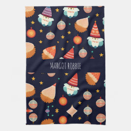 Jultomten Juldekorationer Retro Mönster Kökshandduk