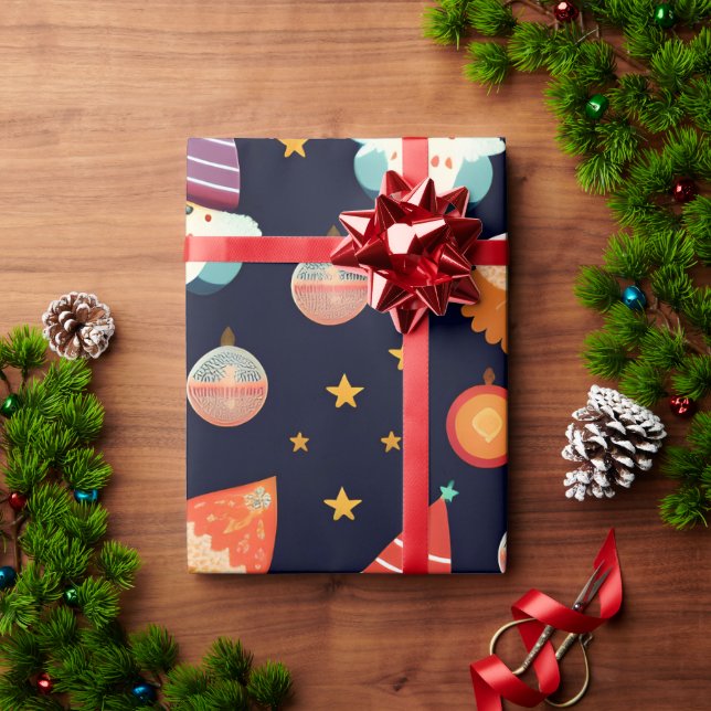 Jultomten Juldekorationer Retro Mönster Presentpapper (Julgåva)