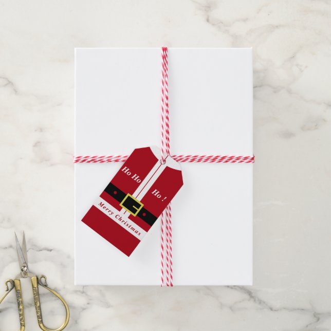 Jultomten Juletiketter Presentetikett (Med Snöre)