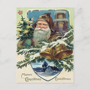 Jultomten Julgran Bell Star Helg Vykort