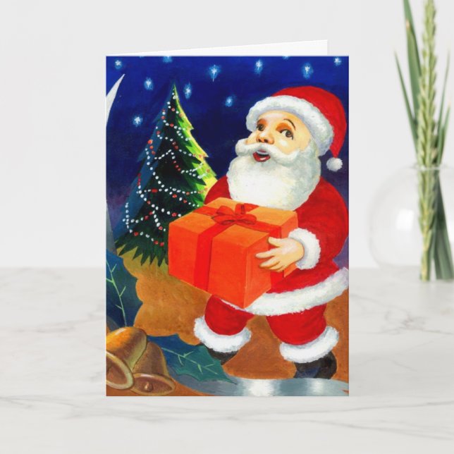 Jultomten Julgran Design Ringing Klockor Helgkort (Framsida)