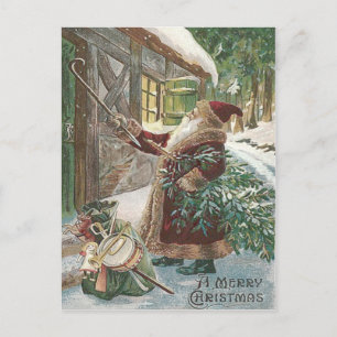 Jultomten Julgran Sack i Leksak stuga Helg Vykort