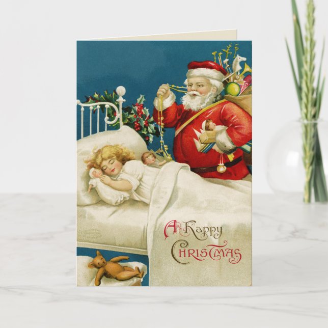 Jultomten julhälsningskort helgkort (Framsida)