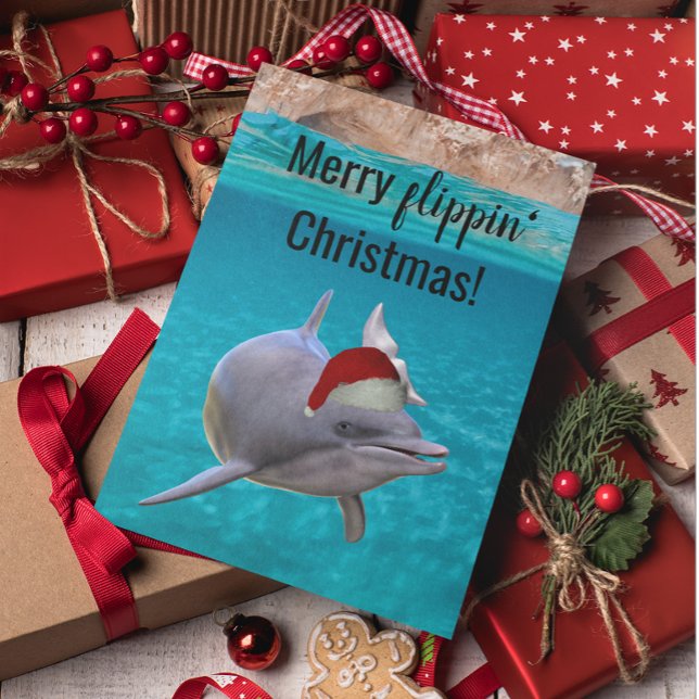 Jultomten Juli i Cute Ocean Dolphin Kort (Skapare uppladdad)