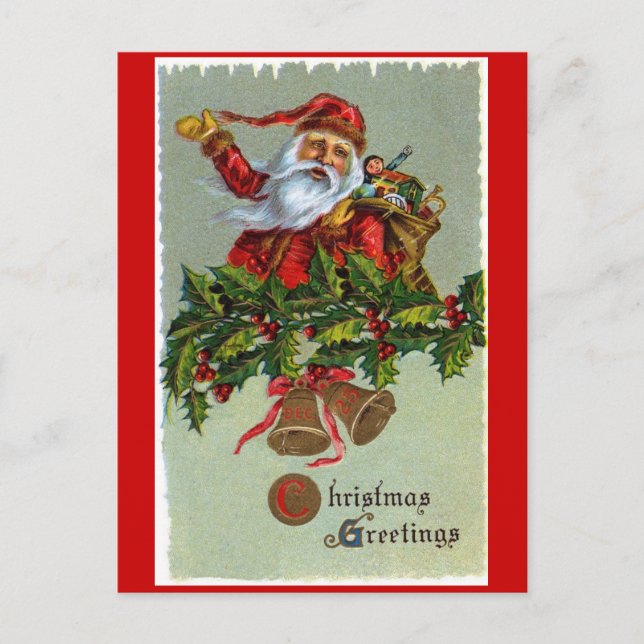 Jultomten julkort Hälsning Helg Vykort (Framsida)