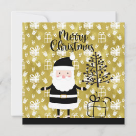 Jultomten: Julsvart och guld Julkort