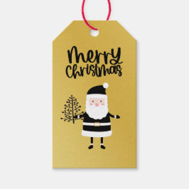 Jultomten: Julsvart och guld Presentetikett