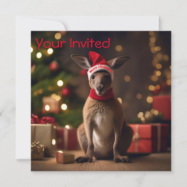Jultomten Kangaroo. Inbjudningar (Framsida)