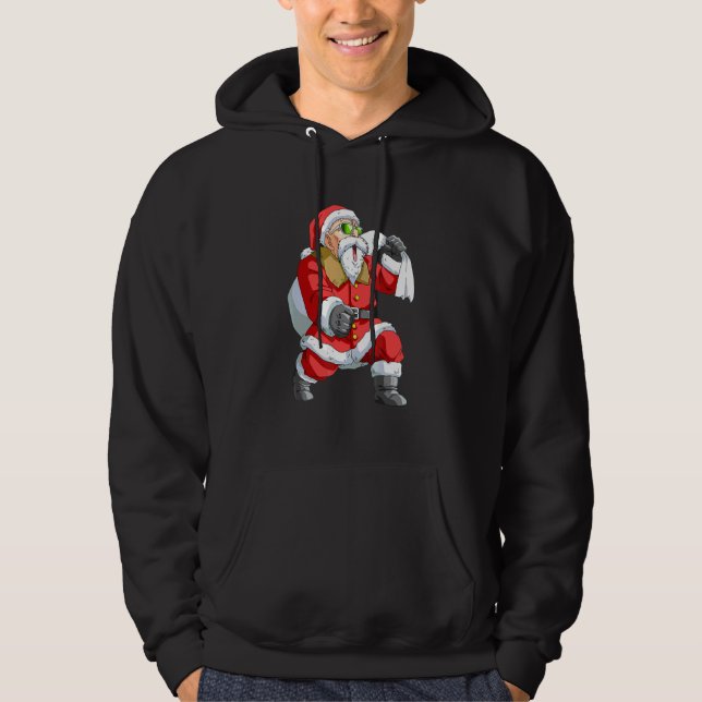 jultomten Karate Funny Boys Kids Pajama Julafton Hoodie (Framsida)