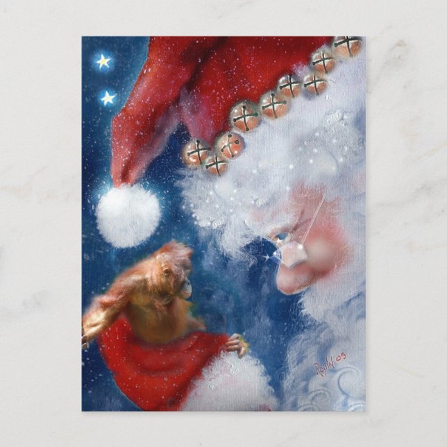 Jultomten Kärlek Animals Helg Vykort (Framsida)