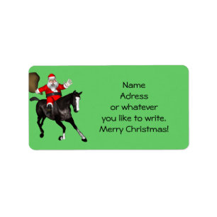 Jultomten Kärlek Black Horses Adressetikett