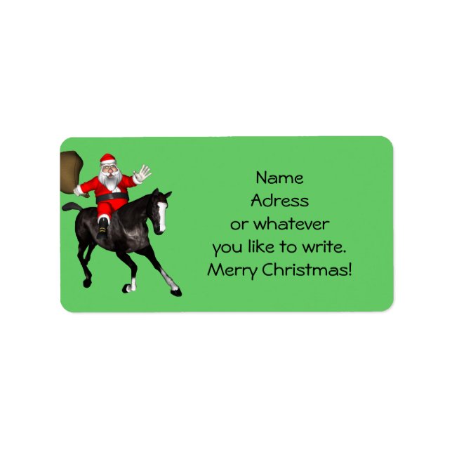 Jultomten Kärlek Black Horses Adressetikett (Framsidan)