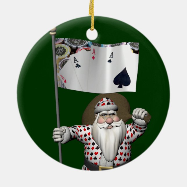 Jultomten Kärlek Poker Julgransprydnad Keramik (Baksidan)