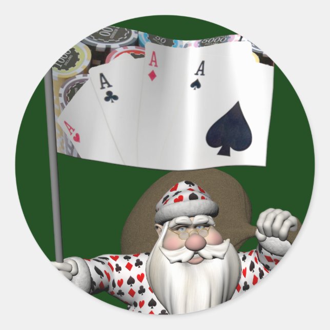 Jultomten Kärlek Poker Klistermärke (Framsida)