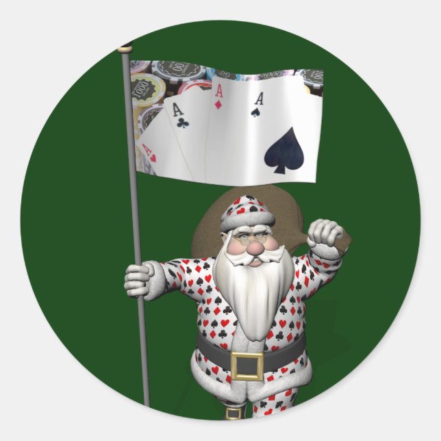 Jultomten Kärlek Poker Klistermärke (Framsida)