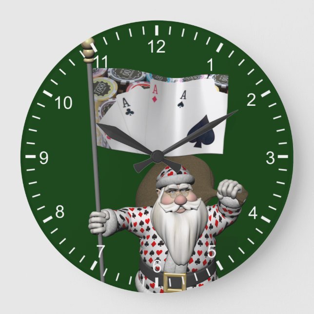 Jultomten Kärlek Poker Stor Klocka (Framsida)